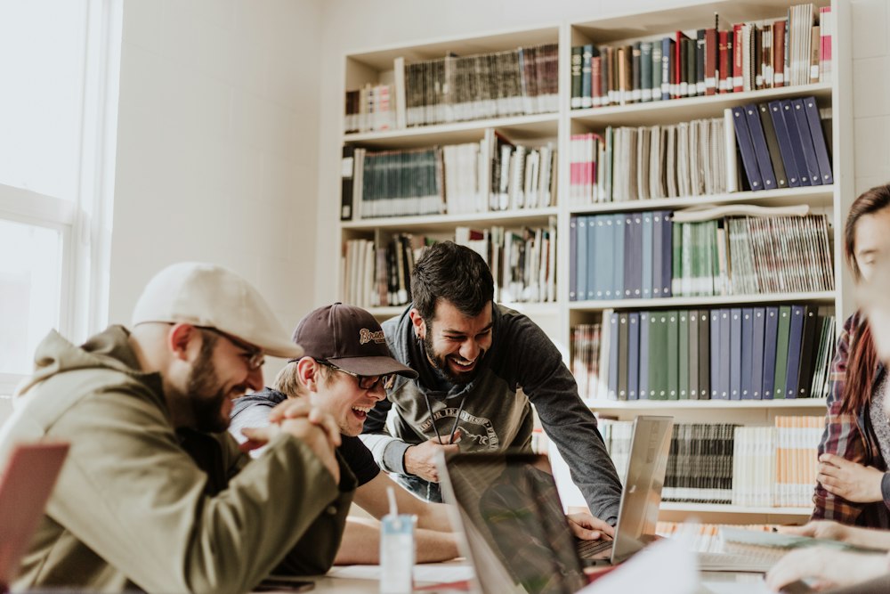 Students working together on campus